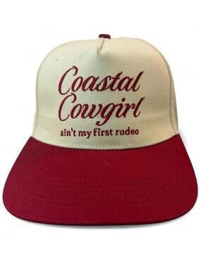 Tillys Cap Coastal Cowgirl Women One Size Snapback Baseball Hat Red Cream